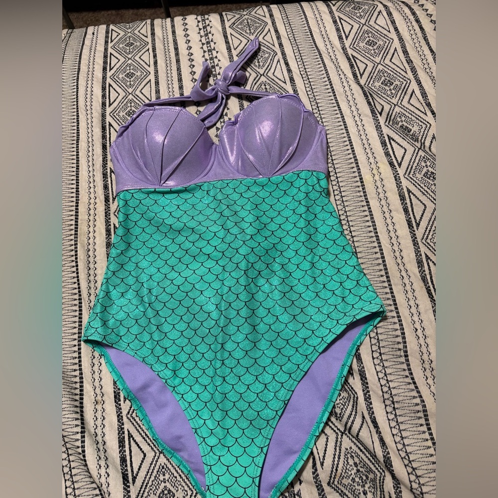 Disney Purple and Green Mermaid One Piece Swimsuit